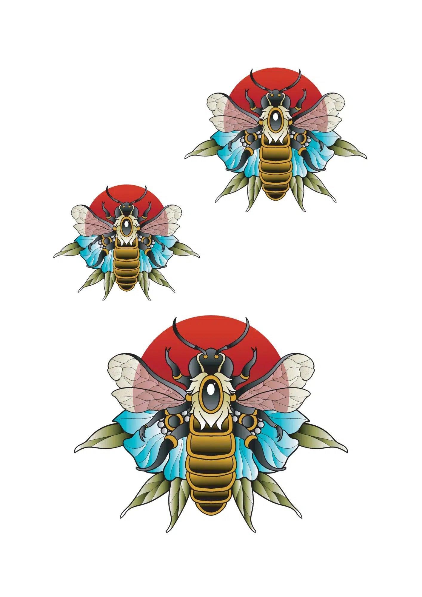 Neptattoo Neo Traditional - Bee - Afbeelding 2