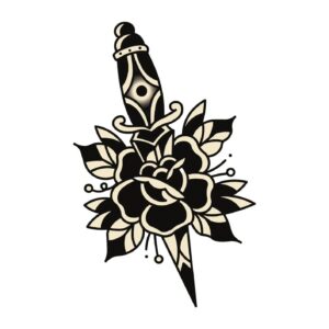 Neptattoo-Rose-and-knife-black