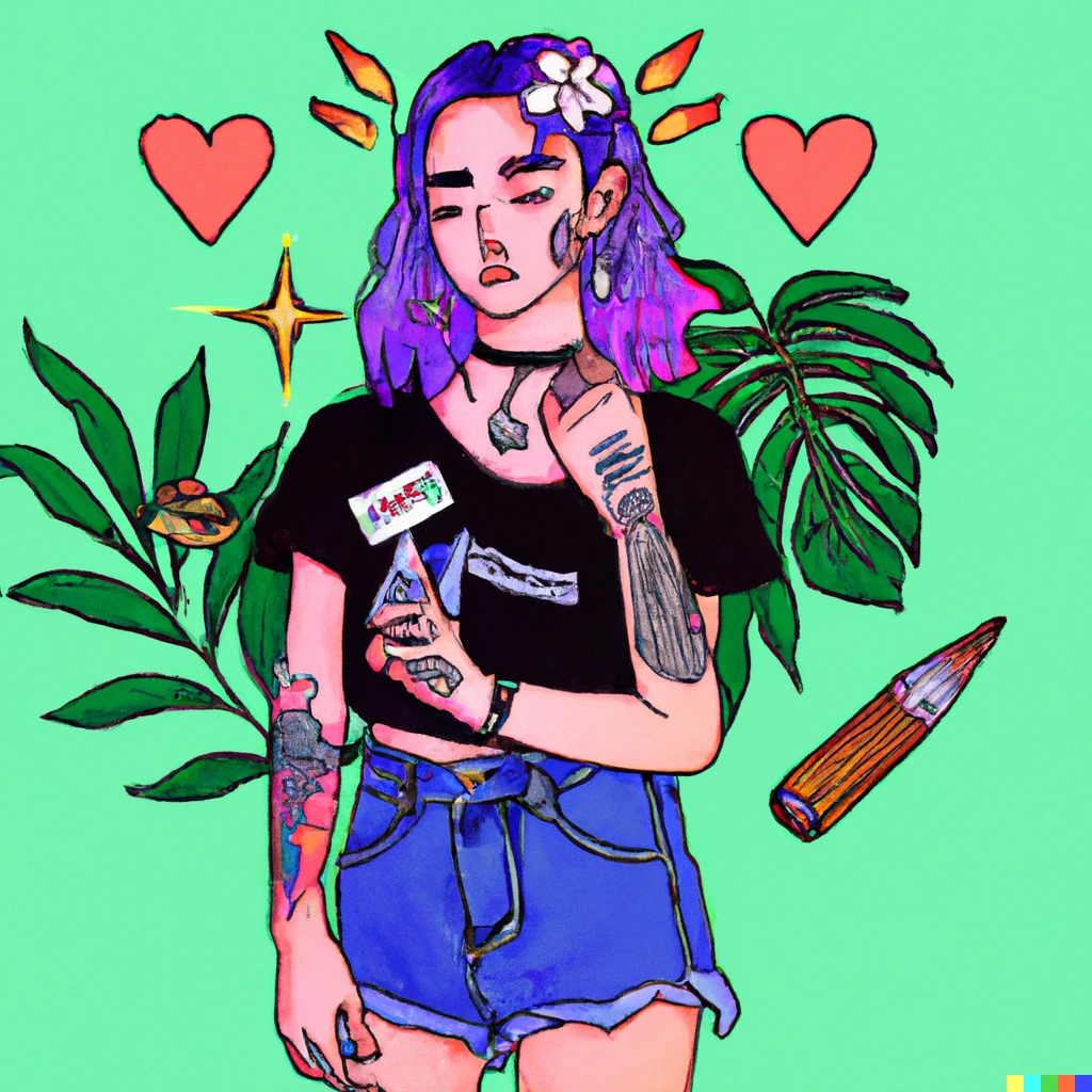 meid-met-plaktattoos-over-haar-lijf