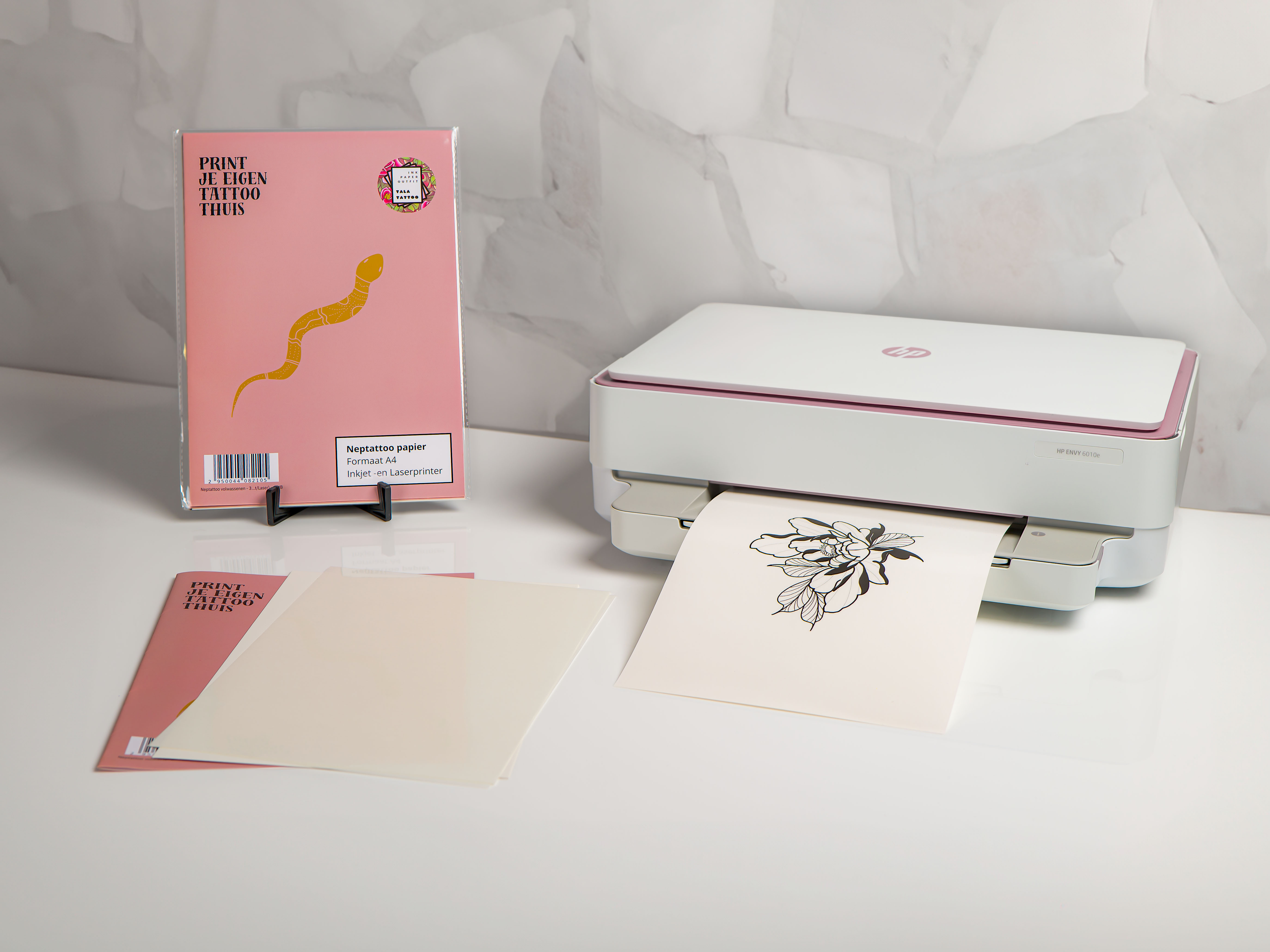 Neptattoo-papier-bij-printer